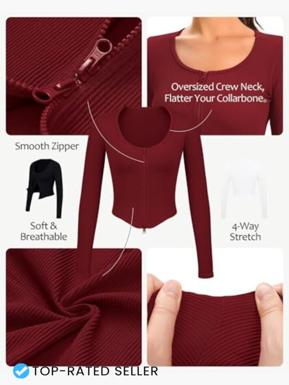 Long Sleeve Double Zip Cropped Workout Jacket Athletic Track Top Y2K Cardigan - Picture 6 of 7